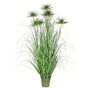Vickerman 48" Green Cyperus Grass In Iron Pot
