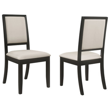 Louise Upholstered Dining Side Chairs Black and Cream, Set of 2