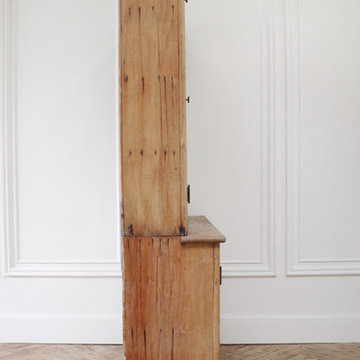 Antique Rustic Pine Wood 2 Part Cupboard