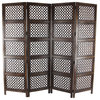 Traditional Brown Wooden Room Divider Screen 34010