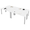 Bestar Universel Four 60Wx30D Table Desks With Square Metal Legs, White