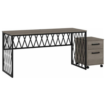 City Park 60W Industrial Desk with Drawers in Driftwood Gray - Engineered Wood