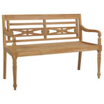 vidaXL - vidaxL Batavia Bench 47.2" Teak - vidaXL Batavia Bench 47.2" Teak VidaXL Batavia Bench 47.2" Teak - 43052, This comfortable and elegant Batavia bench will look simply stunning in the garden or on the patio. This bench with elegantly curved armrests is made of very robust and strong teak wood, and it is applied with beautiful finish to give the wood a warm colour. It requires very little maintenance and care. Thanks to its finely sanded surface, this 2-seater bench is weather resistant and easy to clean. It will add a touch of rustic charm to your garden and is very suitable for relaxing outdoors with your friends or family. Assembly is easy.