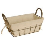 Wald Imports - Wire Basket With Linen Liner, Small - Complete your room with one of our wonderful decorative accents. Put the finishing touches to your home decor with this beautiful decorative piece. Small Wire Market Basket W/Cloth Liners. Side Ear Handles For Easy Carrying. Natural Linen Cloth Liners Attached With Fabric Ties. Size: 12" X 7" X 5".