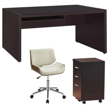 Home Square 3 Piece Set with Mobile File Cabinet Office Chair and Computer Desk