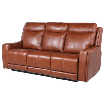 Steve Silver Natalia Power Recliner Sofa In Caramel Leather Finish NT850SC
