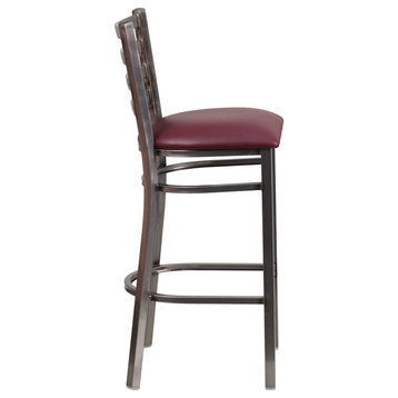 Hercules Series Clear Coated Ladder Back Metal Barstool