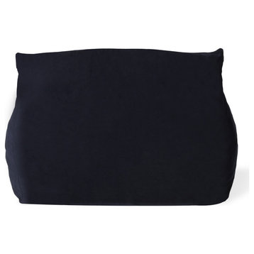 Ehlen Modern Velveteen Bean Bag Chair with Armrests, Midnight Blue