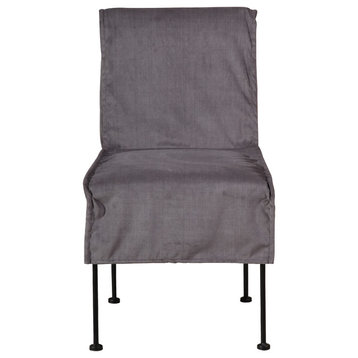 Capri Slip Cover Side Dining Chair, Linen Black, Jeanie 96, 18"x20"x35"