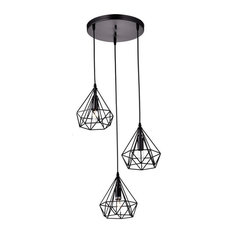 Industrial 3-lights Island Pendant Light Wire Cage Chandelier