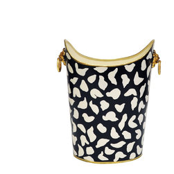 Worlds Away - Worlds Away Lion Handle Oval Wastebasket - Wastebaskets