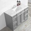 Naples Vanity in Gray with Carrara White Marble Countertop, 48", Without Mirror