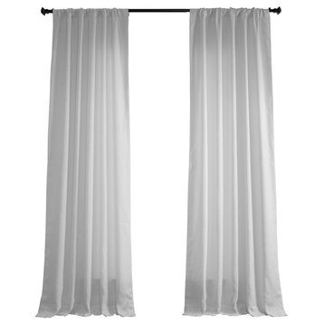 Euro Linen Curtain Single Panel, Bright White, 50w X 96l
