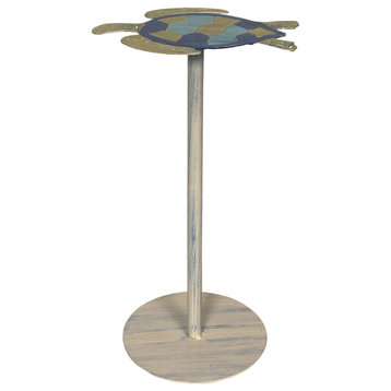Cottage and Bright Colored Drink Table With Turtle Top