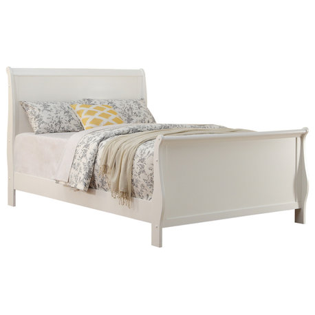 Wooden Twin Size Bed,White