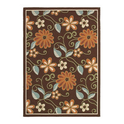 LR Resources - Lanai Chocolate and Terra 5 ft. x 7 ft. 9 in. Plush Outdoor Area Rug - Outdoor Rugs
