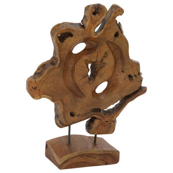 Contemporary Brown Teak Wood Sculpture 75566