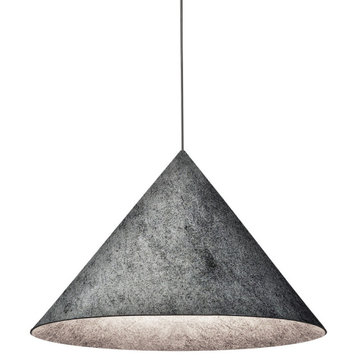 Contemporary Modern Pendant Light Matte Black With Gray Tapered Drum Shade, 20"