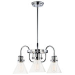 Maxim Lighting - Seafarer 3-Light Chandelier, Polished Chrome - This nautical-inspired bath vanity features Clear Seedy glass cones suspended by a yoke frame finished in Polished Chrome. The clear glass offers abundant lighting and compliments the styling of the fixture. Make it a more industrial look by adding filament E26 light bulbs.