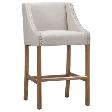 Castaic Stool by Kosas Home, French Beige, Bar Height