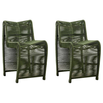 Boraam Lorenzo Rope and Metal Counter Stool in Olive Green Set of 2
