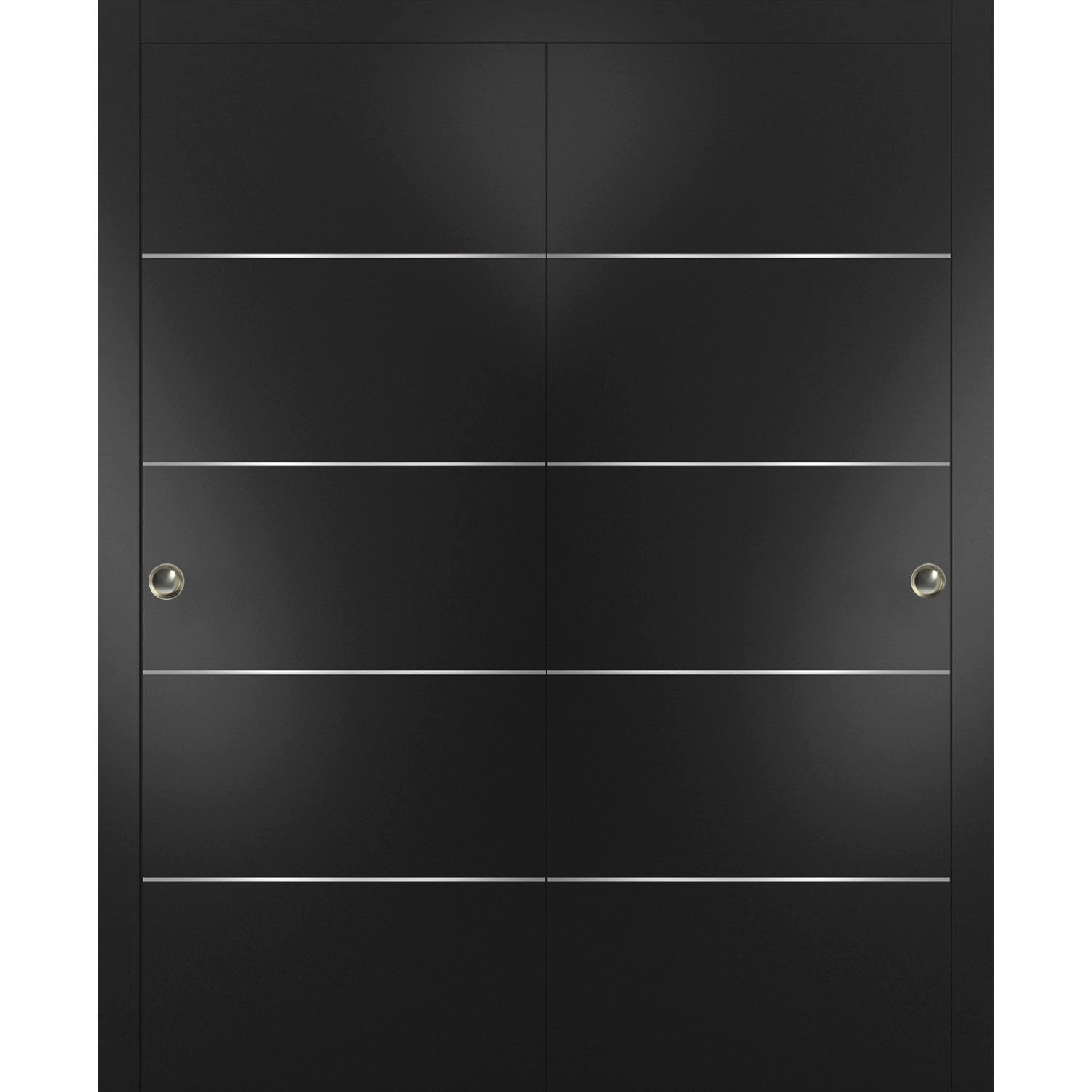 Sliding Bypass Doors 72 x 80, Planum 0020 Black, Rails