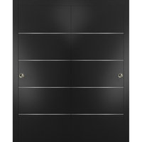 Sliding Bypass Doors 72 x 80, Planum 0020 Black, Rails