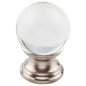 Clarity Clear Glass Round Knob 1", Brushed Satin Nickel Base