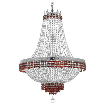 Empire Crystal Chandelier With Red Crystal