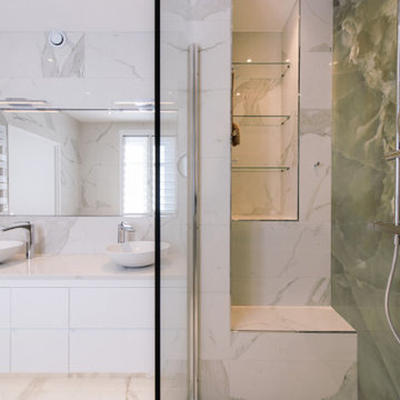 Salle de douche céramique Onice Verde & Calacatta