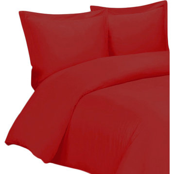 100% Bamboo Viscose Soft Duvet Cover Set, Red, Full/Queen