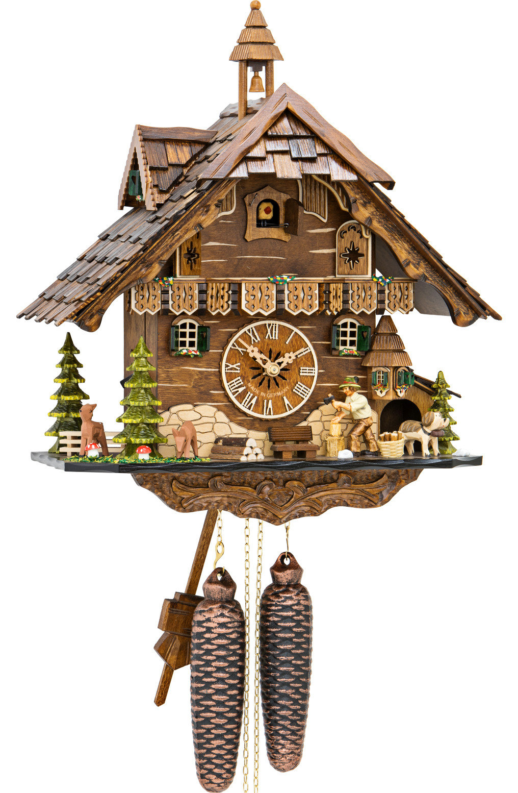 10.5" Engstler Weight-Driven Full Size Cuckoo Wall Clock | Christmas