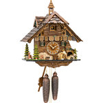 Engstler - Engstler Weight-driven Cuckoo Clock with 8-Day weight driven movement- Full Size - Black Forest "Woodchopper" cuckoo clock made in Germany - 8-day weight driven movement- cuckoos and gongs once on each half hour and number of hours on the hour - and the man moves his arm up and down as if he's chopping wood!