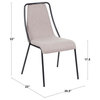 Katana Contemporary Chair With Black Metal, Set of 4, Gray Fabric