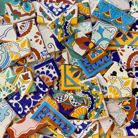 Broken Talavera Mexican Tile in Mixed Decorative Tiles, 10 Pounds