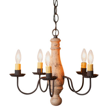 Irvins Country Tinware 5-Arm Bed and Breakfast Chandelier in Hartford Buttermil