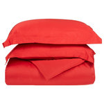 Blue Nile Mills - 3PC Solid Breathable Duvet Cover & Pillow Sham Set, Red, Twin - Make a bed you'll never want to leave with the Egyptian Cotton Duvet Cover with Matching Pillow Shams. Crafted from 100% Egyptian Cotton with a cozy 300-thread count, the longer fibers and tight weave construction make this set softer and more durable than any other type of Cotton. This duvet fastens with a clear, hidden buttons to provide a clean, streamlined look to your bedding ensemble.