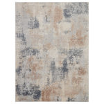 Nourison - Nourison Rustic Textures 9'3" x 12'9" Beige/Grey Modern Indoor Area Rug - This beautifully carved contemporary rug from the Rustic Textures Collection brings abstract greys and beige together for a weathered, rustic d�cor feel that adds depth and texture to any space. A soft, silky high-low pile with subtly distressed colors make this rug the perfect choice for a modern accent.