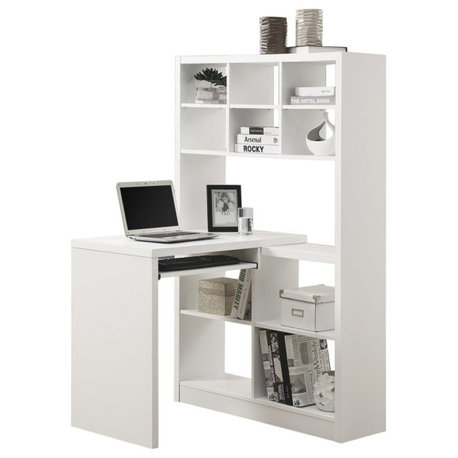 Computer Desk - White Left Or Right Facing Corner With Bookcase