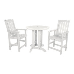 Highwood USA - Lehigh 3-Piece Round Counter-Height Dining Set, White - Outdoor Dining Sets