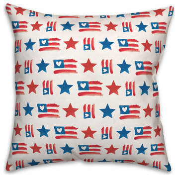 Flags and Stars Pattern 18"x18" Spun Poly Pillow