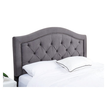 Hillsdale Tufted Velvet Headboard, Gray, King/Cal-King