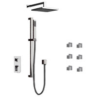 Chrome Shower System with 8" Rain Shower Head and Hand Shower