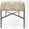 Avery II Off-White Upholstered Seat With Dark Silver Metal Base Accent Bench