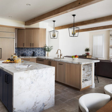 Contemporary Luxury Kitchen and Fireplace in Coto de Caza