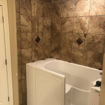 walk in tub with tile surround