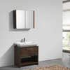 Levi Modern Bathroom Vanity With Cubby Hole, Rosewood, 32"