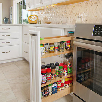 Kitchen Remodel with Pull Out Spice Rack Cabinet Accessory