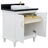 31" Single Vanity, White Finish With Black Galaxy And Round Sink