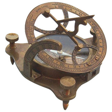 Antique Patina Brass Sundial/Magnetic Compass